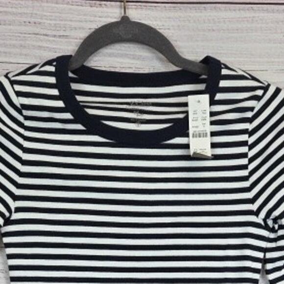 J Crew Perfect Fit Womens Long Sleeve Top S Navy White Stripe Academia Prep NWT - Picture 2 of 13